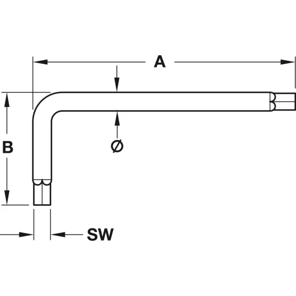 Hex key, L-shaped, steel galvanized