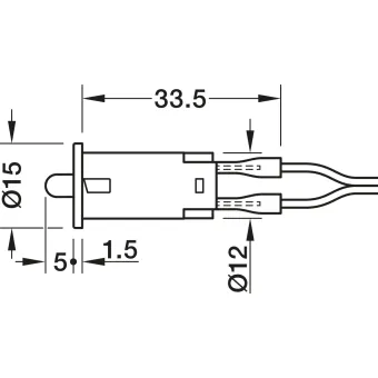 Jungiklis mechaninis durelėms Ø12mm, su laidu juoda