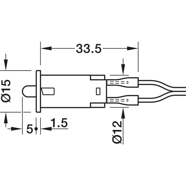 Jungiklis mechaninis durelėms Ø12mm, su laidu juoda