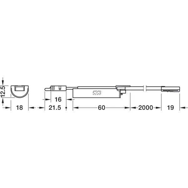 Door sensor, Loox5, for Häfele Loox drawer profile, 24V