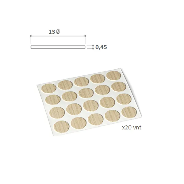 Adhesive hole cover Ø13mm pine (20 pcs/sheet)