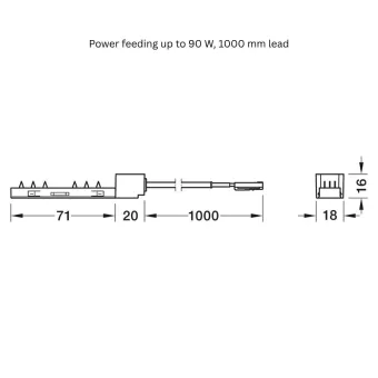 Feeder for flat cable power feeding OneCable, 24V, 90W, L1000mm, black