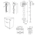 Central lock 851N L600mm, Ø19x22mm 8mm, lateral lock, nickel plated