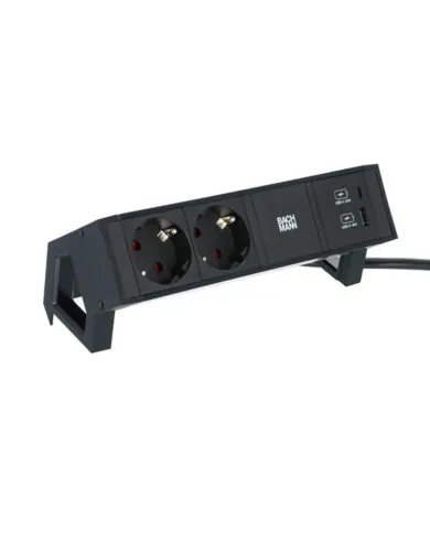Power distributing unit DESK2 2xCEE7/3, 1xA/C 22W USB charger, L200mm GST18, black