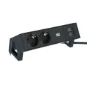 Power distributing unit DESK2 2xCEE7/3, 1xA/C 22W USB charger, L200mm GST18, black