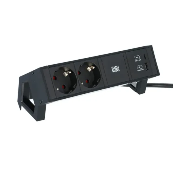 Power distributing unit DESK2 2xCEE7/3, 1xA/C 22W USB charger, L200mm GST18, black