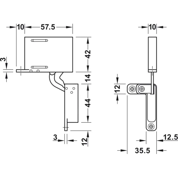 Concealed hinges AIR, with PUSH, nickel