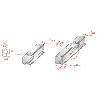 Concealed hinge, Häfele Duomatic 105°, half overlay mounting/twin mounting
