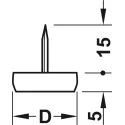 Furniture glide, height 5mm, plastic, for knocking in, black