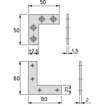 Corner fixing plate 50x50mm