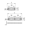 Plate for cabinet hanging, double L80mm