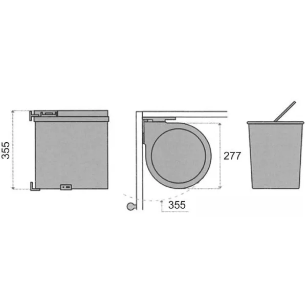 Wastebin 277x277mm H355mm gray