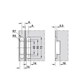 Hinge KUBIKINA 6100, for wood thickness from 18mm, for concealed mounting, 180°, matt chrome