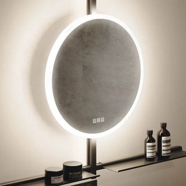 Mirror with LED light IO-S Ø600mm 220V/65W black