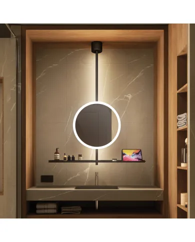 Veidrodis LED apšvietimu IO-D, stačiakampis, 800x600mm, 220V/75W juoda