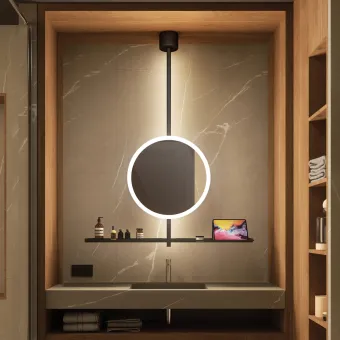 Veidrodis LED apšvietimu IO-D, stačiakampis, 800x600mm, 220V/75W juoda