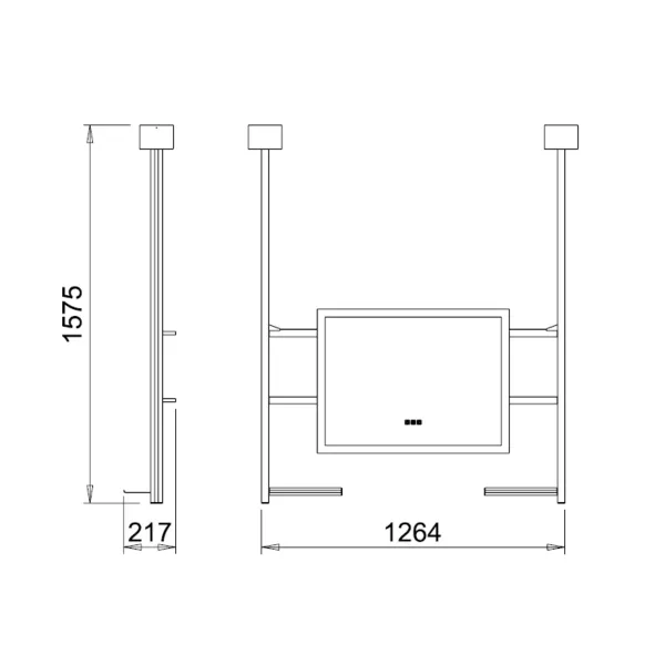 Mirror with LED light IO-D 800x600mm 220V/75W black