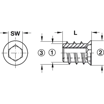 Įvorė įsukama M10 L20mm,