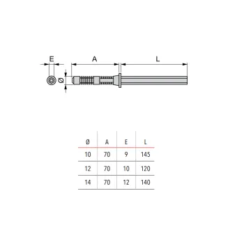 Shelf support, hidden, Ø14mm L145mm