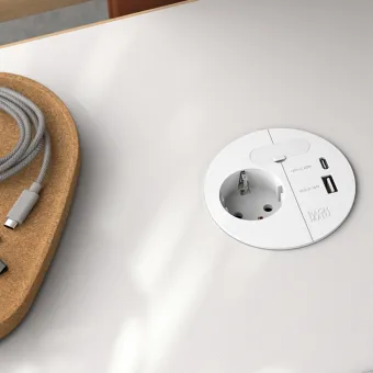Rozečių blokas LOOP IN CHARGE 1xCEE7/3+1xUSB A/C 22W, 1 laidui, baltas, laidas L2000