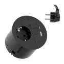 Rozečių blokas LOOP IN CHARGE 1xCEE7/3+1xUSB A/C 22W, 1 laidui, juodas, laidas L2000