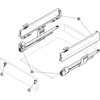 Stalčių šonai MX BOX P 35kg L550mm, H92mm, SF pilka