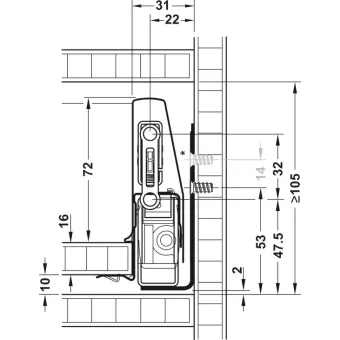 Stalčių šonai MX BOX P 35kg L550mm, H92mm, SF pilka