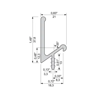 Profilis aliuminis rankenėlei L3500mm