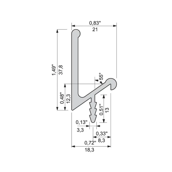 Profilis aliuminis rankenėlei L3500mm