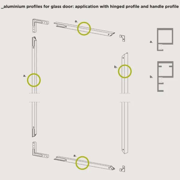 Frame from P-M165 profile with MODUS hinges