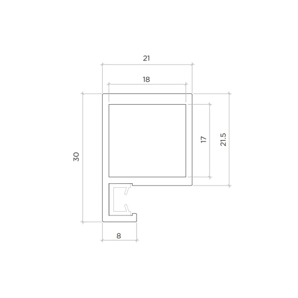 Frame with handle from P-M165 and P-M165/1 profiles with MODUS hinges