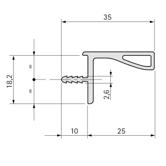 Aluminium handle, recessed, from profile P-A601