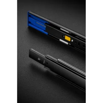 Ball bearing runners, L550mm, H45mm, full extension with soft close, black