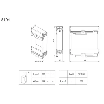 Pull out metal Cargo basket Hyper 8104, for upper cabinets, W150mm, left mounted, full extension, wit
