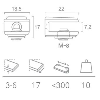 Shelf support 5-6mm matt chrome