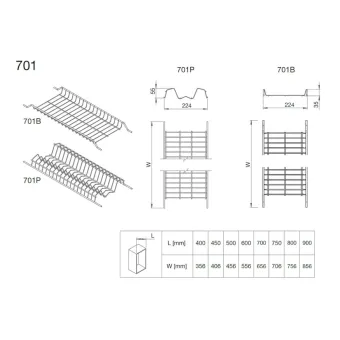 Dish rack 2-piece W600mm stainless steel