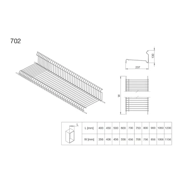 Dish rack universal W600mm stainless steel