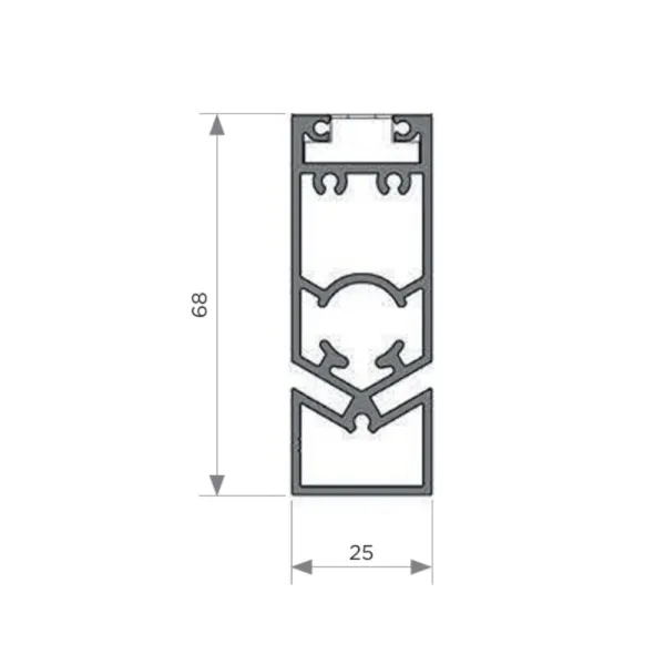 Front vertical profile L2650mm grey MODUS FRAME