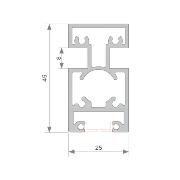 Profilis vertikalus galinis L2650mm, pilka MODUS FRAME
