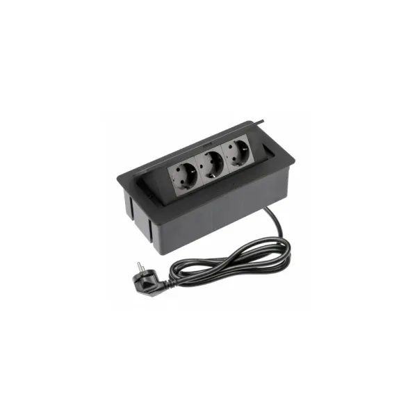 Power distributing unit SOFT 3xSchuko, black, cable L1500mm