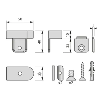 Ceiling fixing for STILI ELLIPSE vertical profile A, black