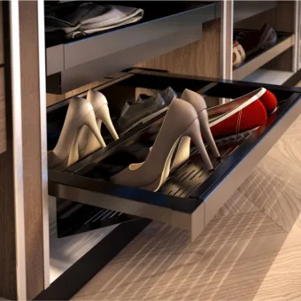 Metal drawer for shoes W900mm with soft closing, grayanthracite