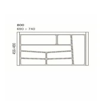 Cutlery tray, 740x392mm, grey