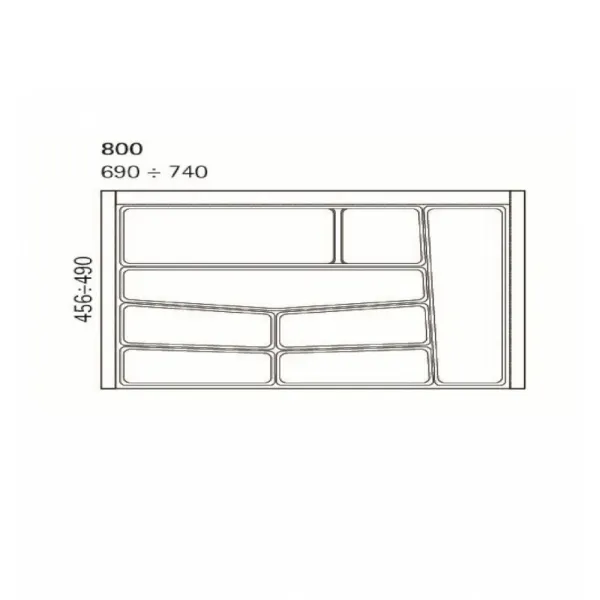 Cutlery tray, 740x392mm, grey