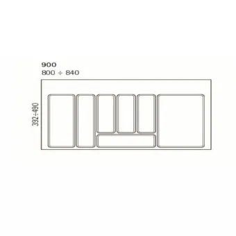 Cutlery tray, 740x392mm, grey