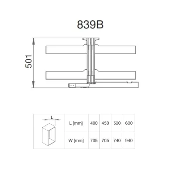 Reversible corner mechanism COMPACT W450mm IKONA, anthracite