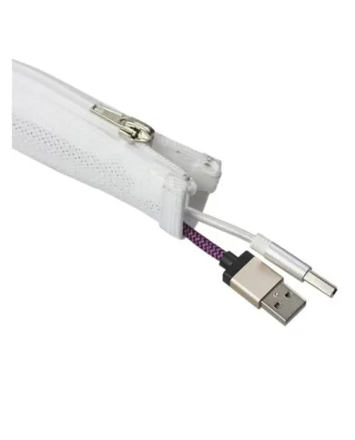 Cable Cover Ø 20 mm, plaited cable sock with zipper, 1.5 m, white
