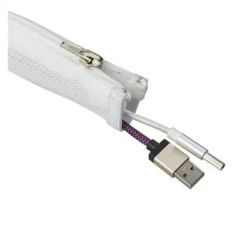 Cable Cover Ø 20 mm, plaited cable sock with zipper, 1.5 m, white