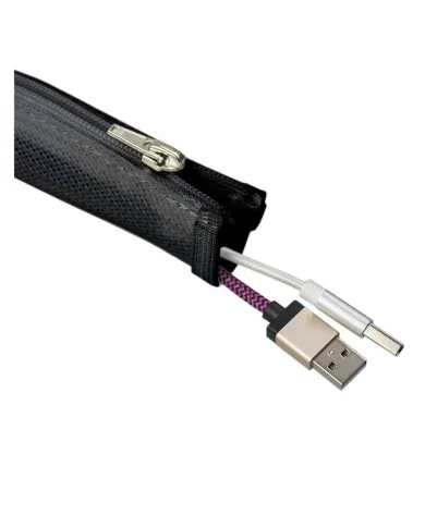 Cable Cover Ø 20 mm, plaited cable sock with zipper, 1.5 m, black