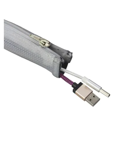 Cable Cover Ø 20 mm, plaited cable sock with zipper, 1.5 m, grey